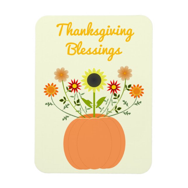 Ímã Flores de Ação de Graças em Pumpkin Personalizado (Vertical)