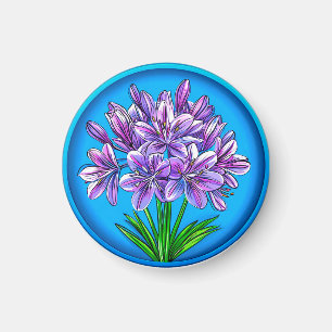 Imã Flores de Agapanthus 🌸✨ Elegância Floral Azul Ous