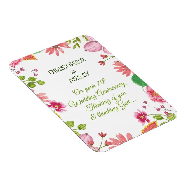 Ímã Flores de Aniversário de Casamento Religioso de 20 (Lado Direito)