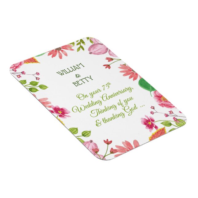 Ímã Flores de Aniversário de Casamento Religioso de 75 (Lado Direito)