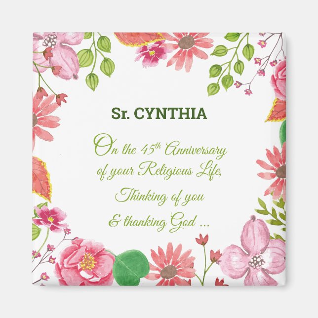 Imã Flores de Aquarela Religiosas de 45 anos (Frente)
