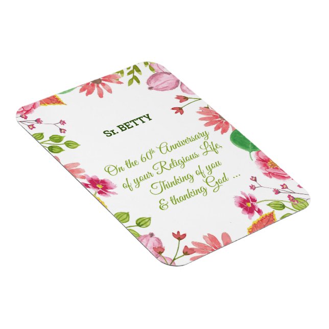 Ímã Flores de Aquarela Religiosas do 60º Aniversário (Lado Direito)