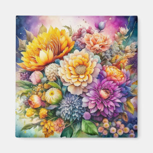 Imã Flores de Arte de Aquarela Coloridas Lindas 