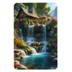 Ímã Flores de cachoeira de montanha pacíficas