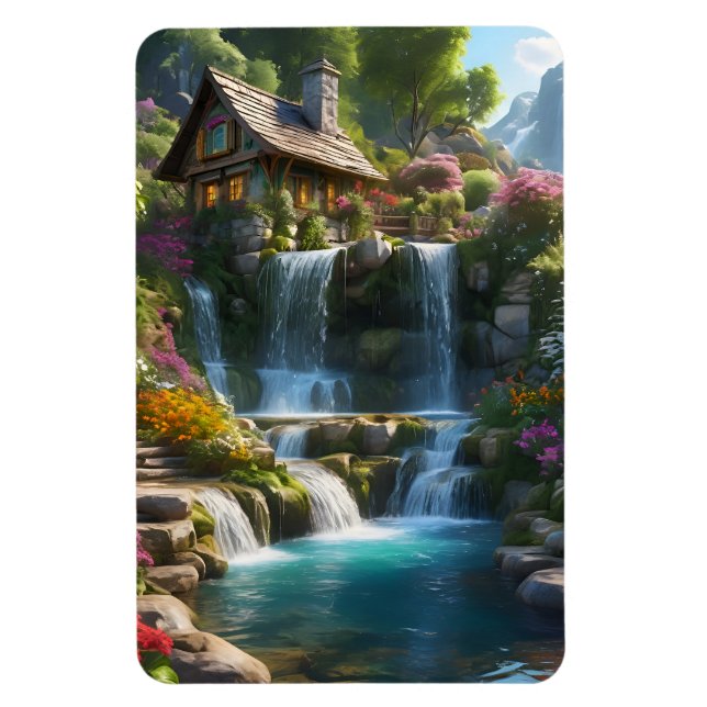 Ímã Flores de cachoeira de montanha pacíficas (Vertical)