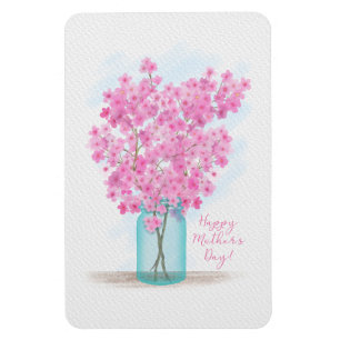 Ímã Flores De Cereja De Aquarela No Dia de as mães De