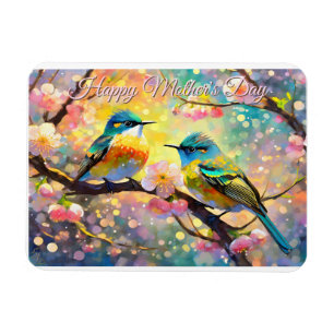 Ímã Flores de Cerejeira Amanhecer Dia das Mães Pássaro