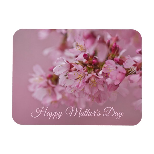 Ímã Flores de Cerejeira Dia das Mães Reflexos Rosa Pál (Horizontal)