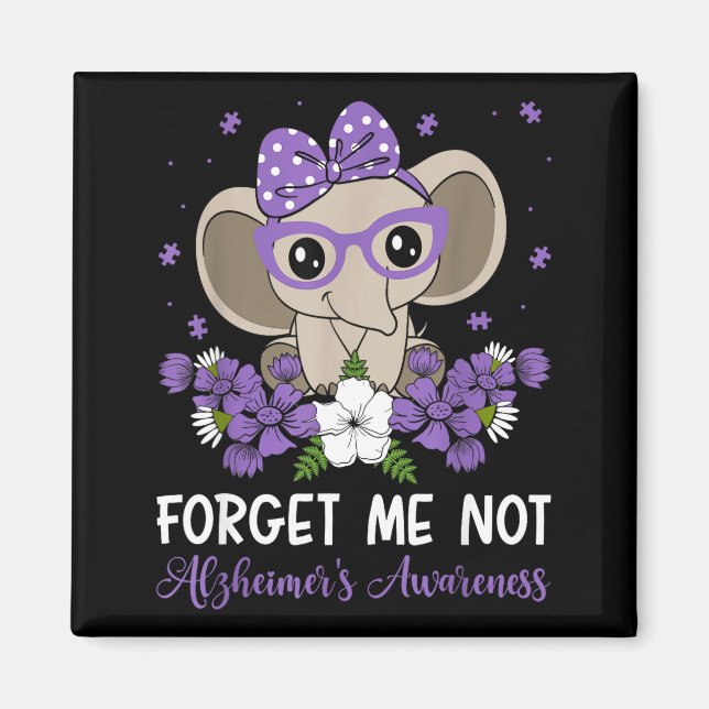 Imã Flores de Elefante de Conscientização do Alzheimer (Frente)