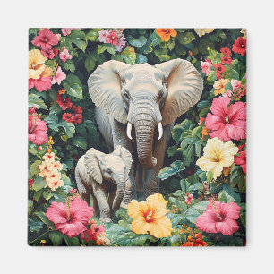 Imã Flores de Elefante e de Hibiscus de Vitelo