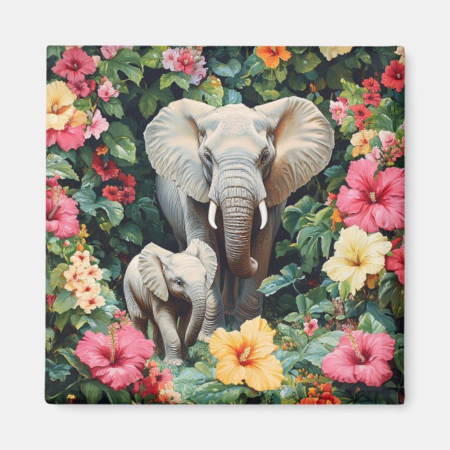 Imã Flores de Elefante e de Hibiscus de Vitelo (Frente)