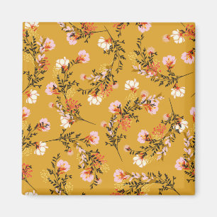 Imã flores de fundo amarelo