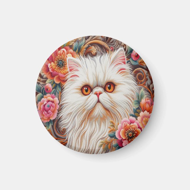 Imã Flores De Gatinhos Persa, Gato Persa De Delito Flo (Frente)