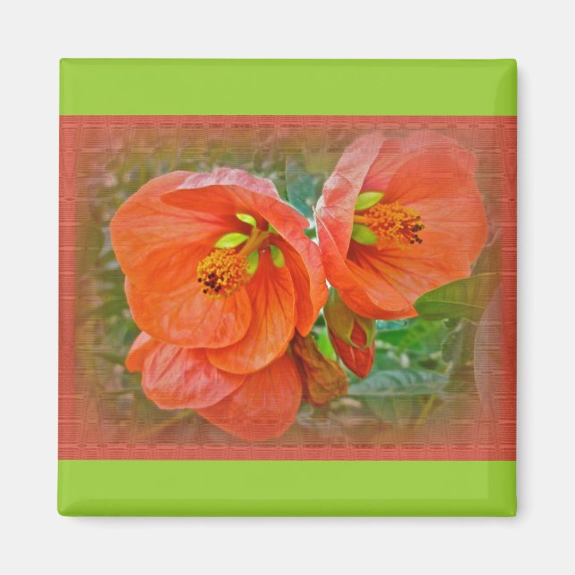 Imã Flores de Hibisco Laranja (Frente)