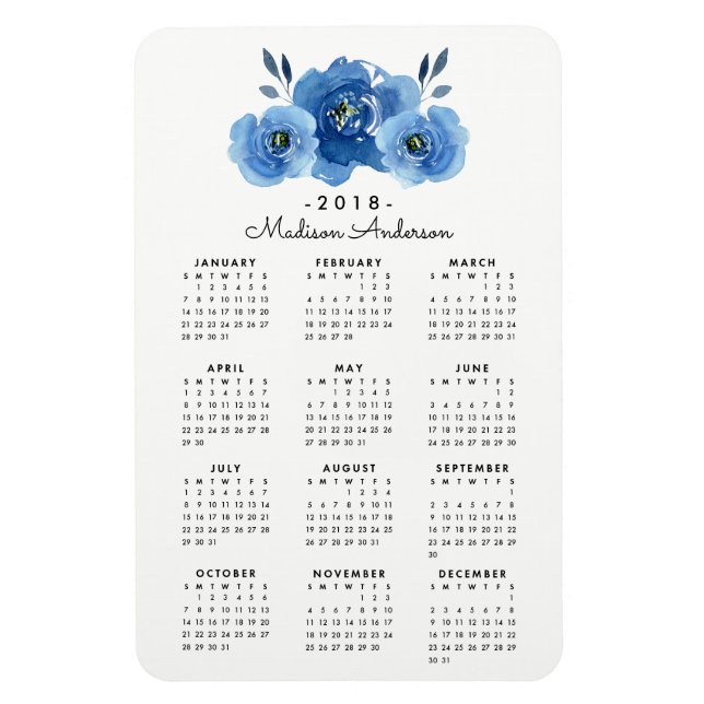Ímã Flores de Indigo | Magnet Calendário Personalizado (Vertical)