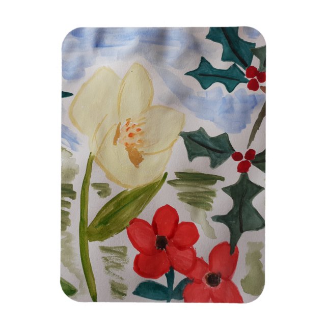 Ímã Flores de inverno e anã Holly (Vertical)