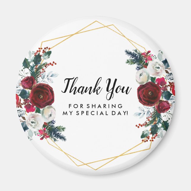 Imã Flores de inverno geométricas Douradas da Frame Bu (Frente)