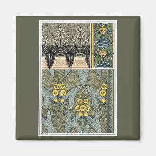 Imã Flores de Jardim em Arte Nova Antiga com Motivos d
