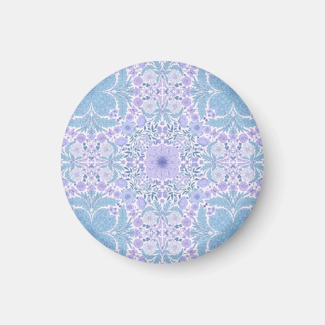 Imã Flores de jardim retrô em azul e violeta (Frente)