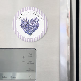Imã Flores de Lavanda Listras de Coração