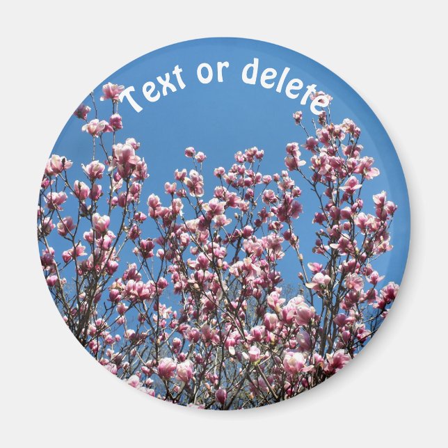 Imã Flores de Magnólia Céu Azul Personalizado (Frente)