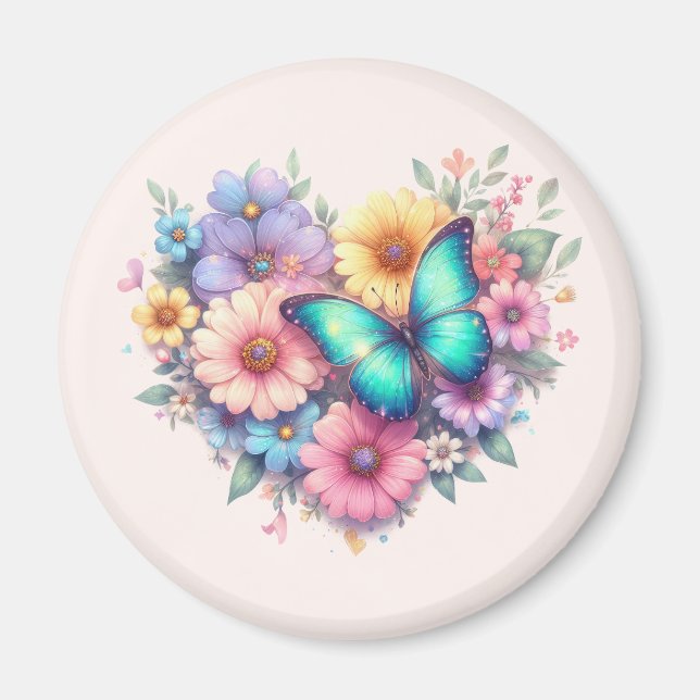 Imã Flores de Margarida com uma Bela Borboleta (Frente)