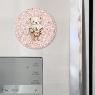 Imã Flores de Margarida de Urso Doce Brilho Rosa
