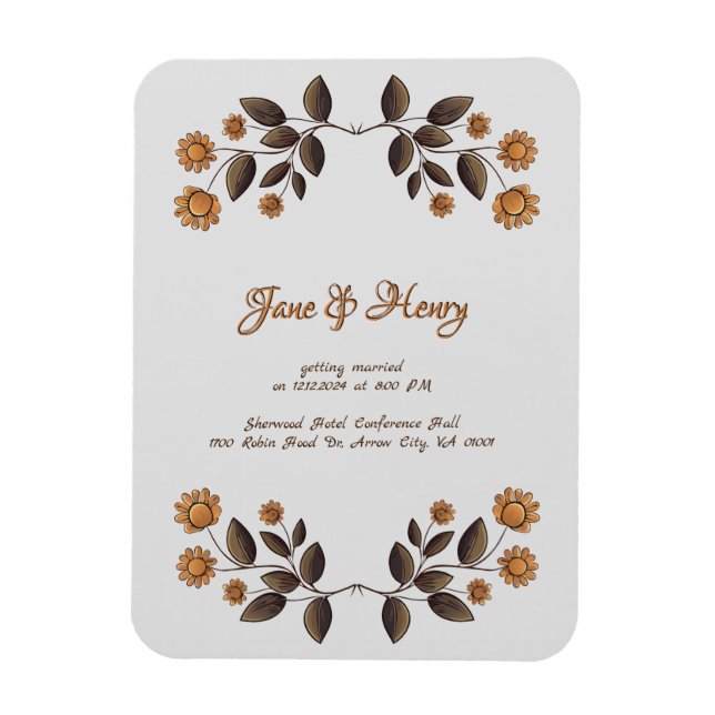 Ímã Flores de ouro e Coração (Vertical)