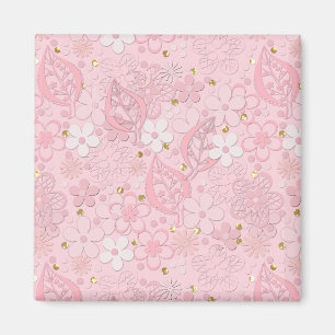 Imã Flores de papel cor-de-rosa
