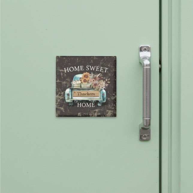 Imã Flores De Queda De Caminhão Rustic Home Sweet Home (Criador carregado)