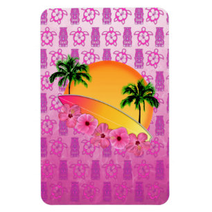 Ímã Flores de surfboard e Hibiscus
