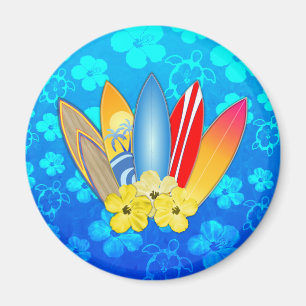 Imã Flores de surfboard e Hibiscus