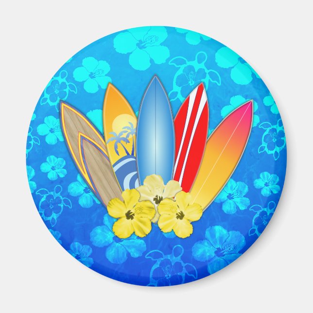 Imã Flores de surfboard e Hibiscus (Frente)