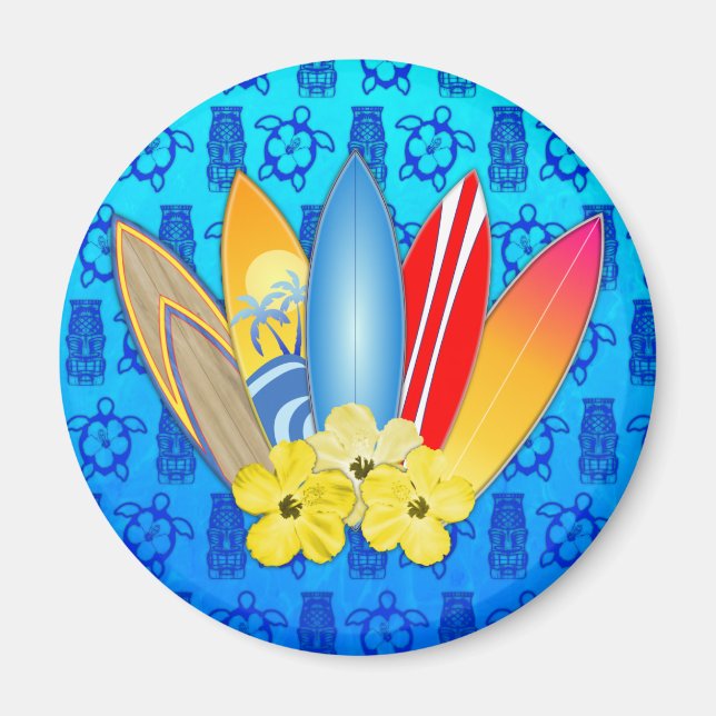 Imã Flores de surfboard e Hibiscus (Frente)