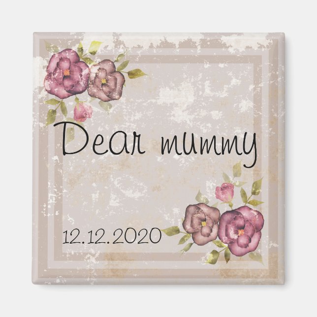 Imã Flores de textura bege, de rastro russo, rosa fl (Frente)