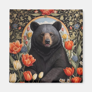 Imã Flores de Tulipas Coloridas do Urso Negro