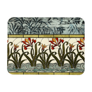 Ímã Flores de vidro manchadas com borda de estanho