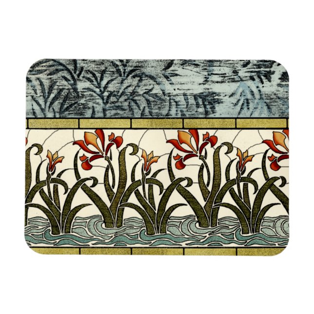 Ímã Flores de vidro manchadas com borda de estanho (Horizontal)