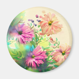 Imã Flores de Vintagem Rosa e Coral