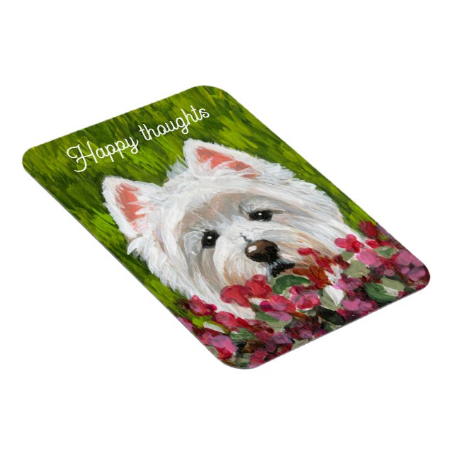 Ímã Flores de Westie e Rosa (Lado Direito)