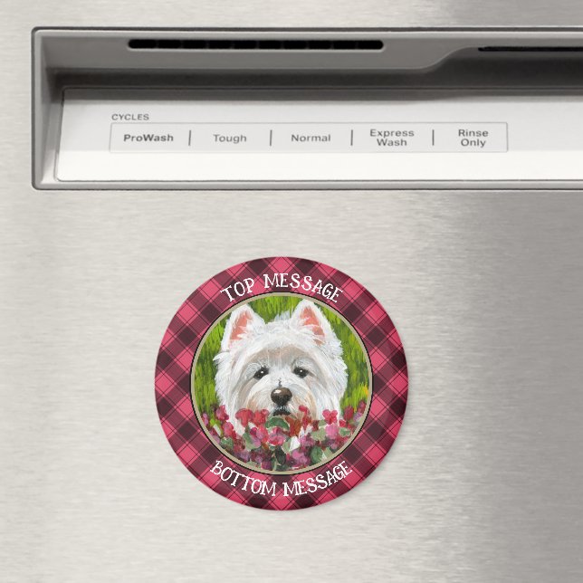 Imã Flores de Westie e Rosa (In Situ (Dishwasher))