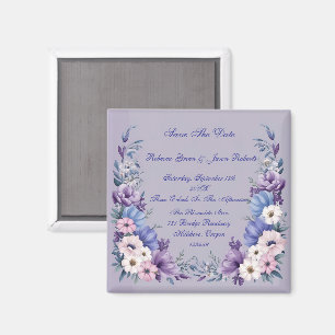 Imã Flores Delicadas de Verão em Azul, Branco, Rosa e