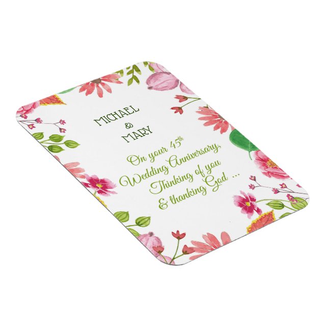 Ímã Flores do 45º Aniversário de Casamento Religioso (Lado Direito)