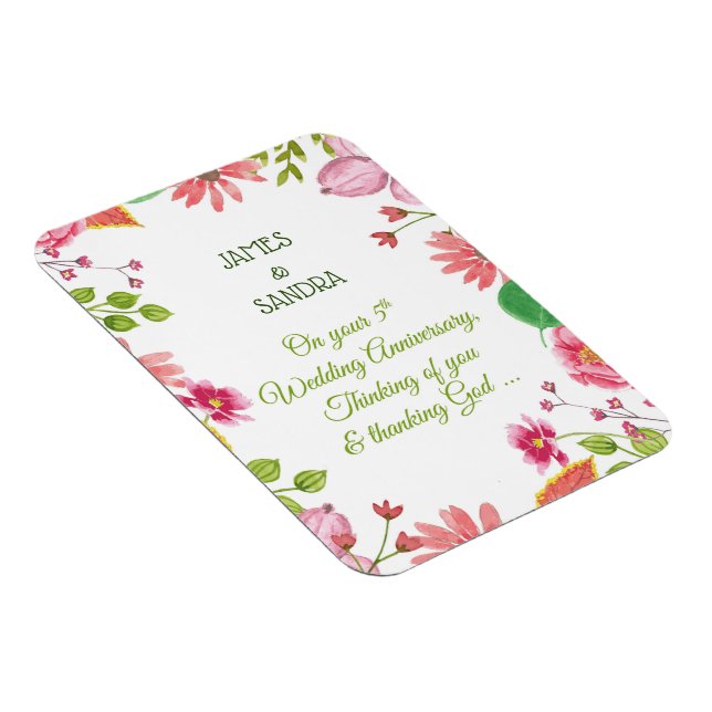 Ímã Flores do 5º Aniversário de Casamento Religioso (Lado Direito)