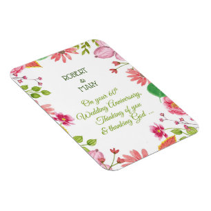 Ímã Flores do 60º Aniversário do Casamento Religioso