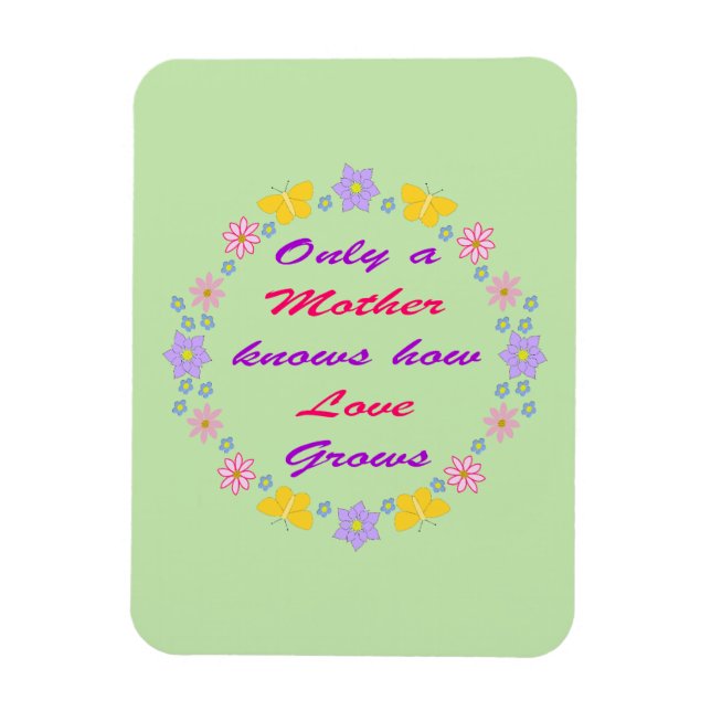 Ímã Flores e borboletas de dia de as mães (Vertical)