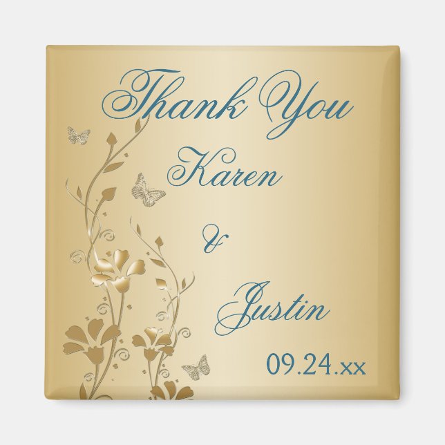 Imã Flores e borboletas Douradas e lacas (Frente)