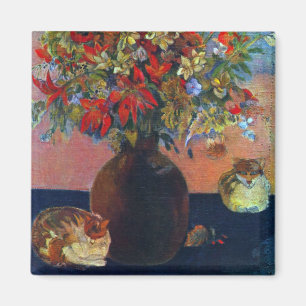 Imã Flores e Gatos de Paul Gauguin, Arte Fina Vintage