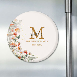 Imã Flores Florais botânicos de Monograma Floresta Cog