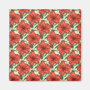 Imã Flores florais tropicais, sem costura, flores verm